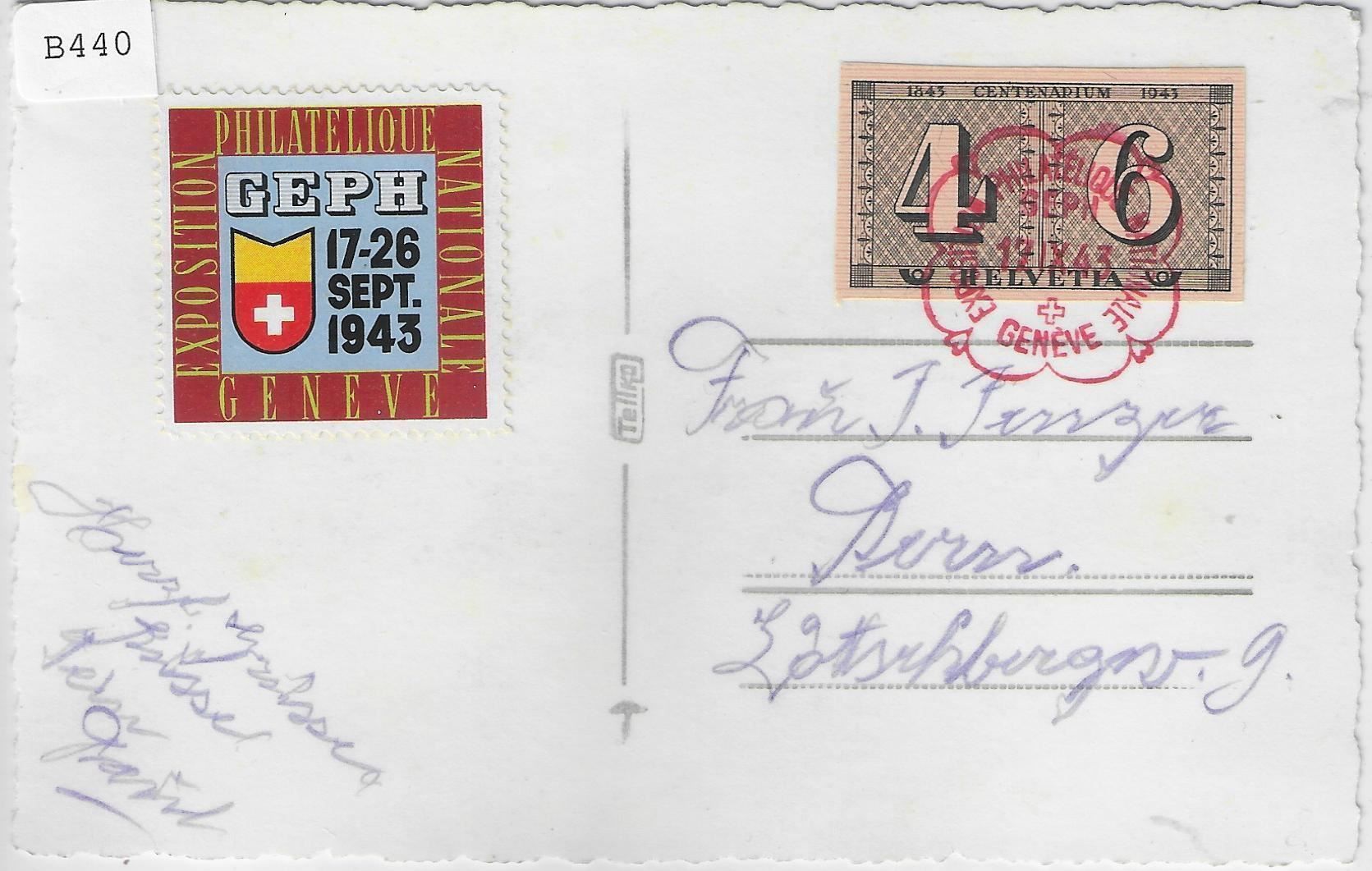 Alle Briefmarken: W15 Mi. 419 GEPH Exposition 17.-26. – Gebraucht aus Ettingen von Kartenplanet