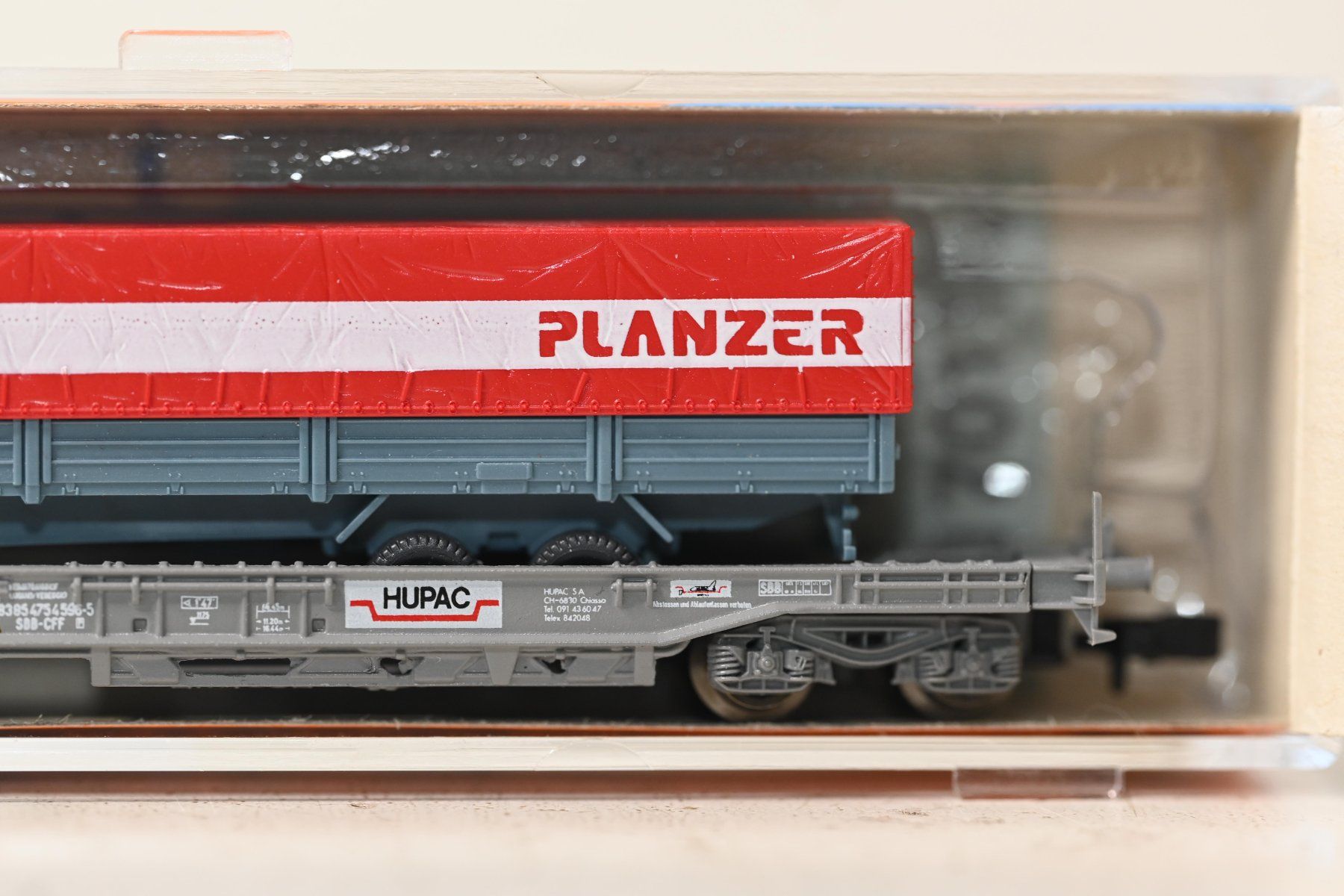 Roco Modellini di ferrovie: Güterwagen Planzer HUPAC  Roco Spur N – Usato da Laupen ZH venduto da Zmoewe 2