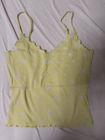 Hollister yellow floral print summer top, size S