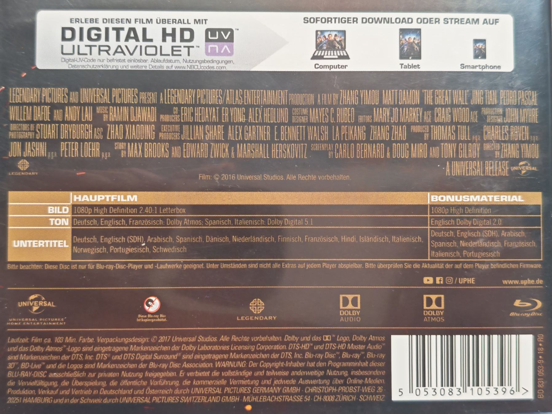 Tous les DVDs: The Great Wall – D'occasion à Liestal par Kratzilla 3