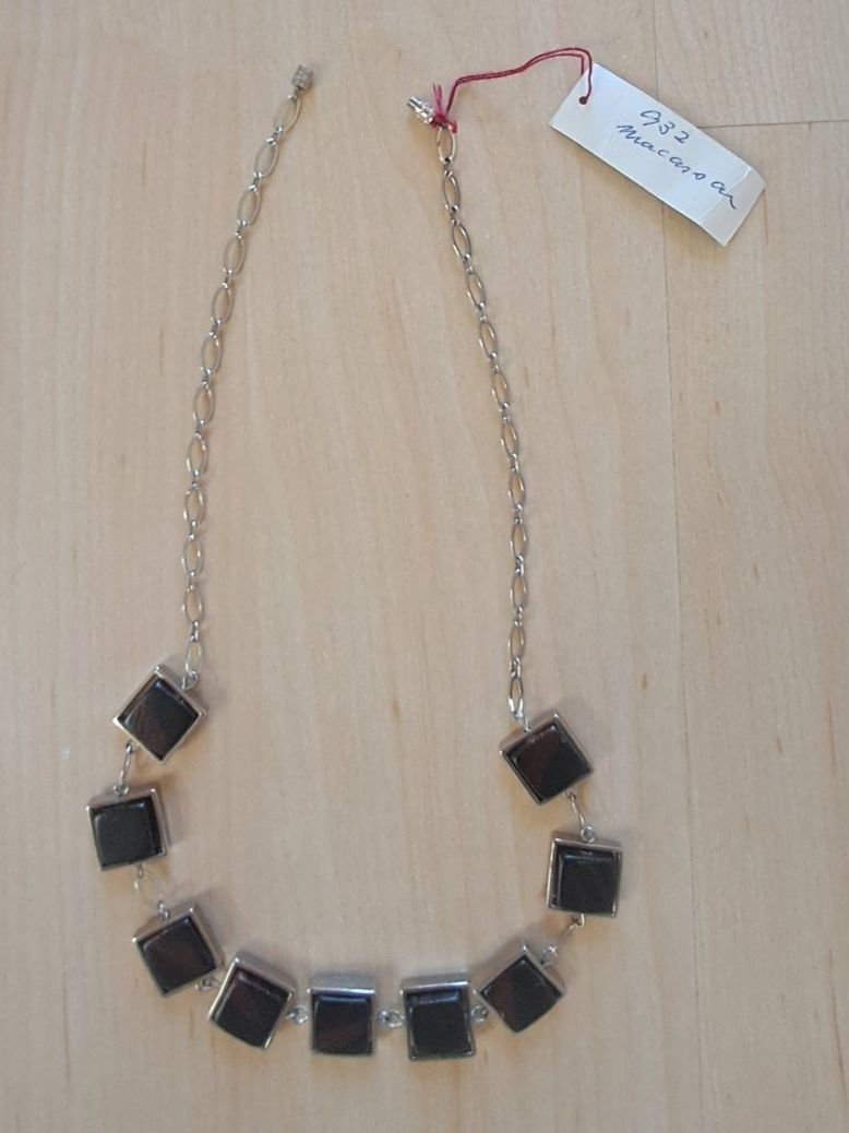 Ketten: Collier en bois d'ébène de Macassar avec éléments carrés – Neu (gemäss Beschreibung) aus Denens von Chanchantevend 2