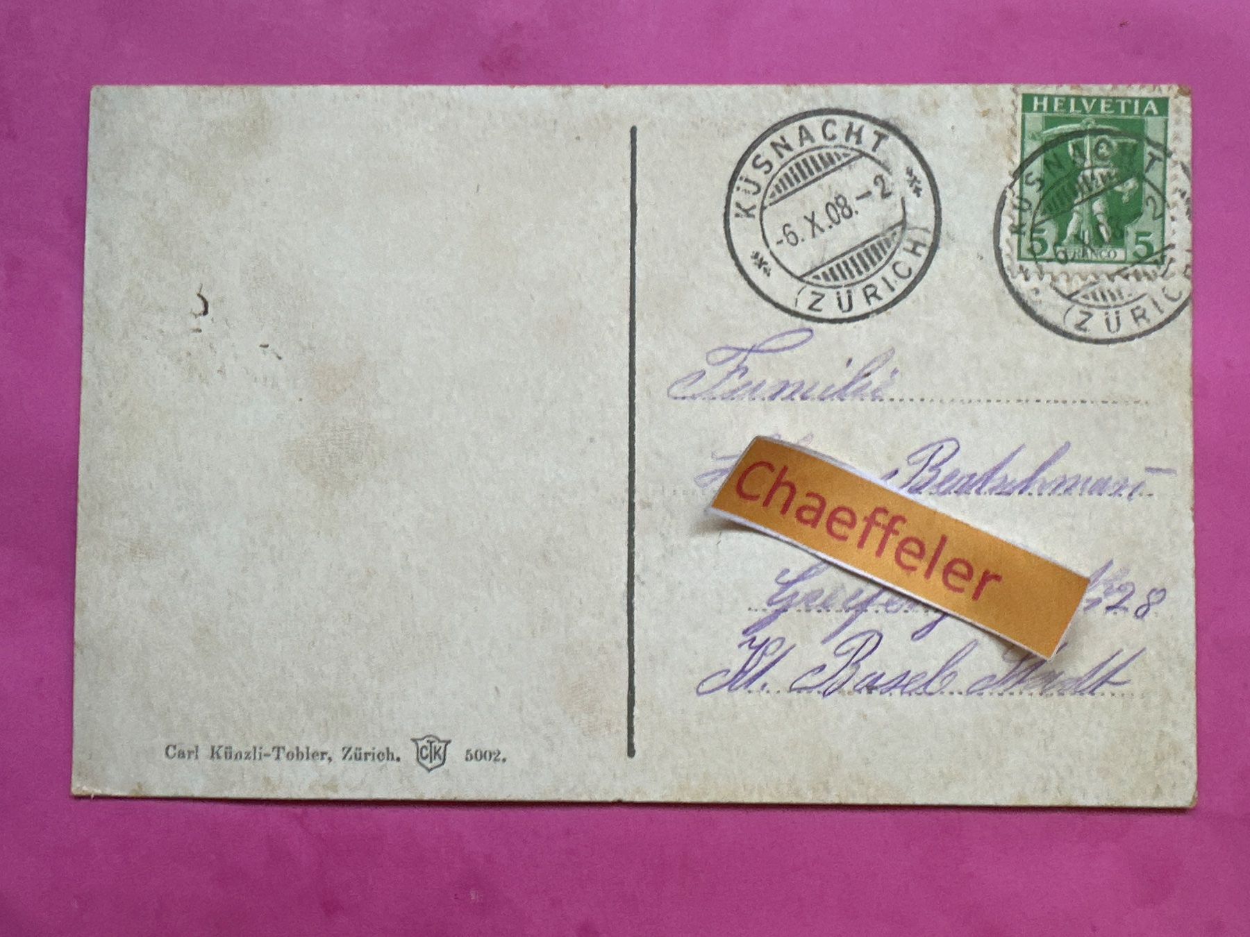Ansichtskarten: 1908 Zürich aus der Vogelperspektive – Gebraucht aus Zürich von Chaeffeler 1