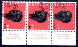 1973 PRO PATRIA GALLIERKOPF 3 MARKEN MIT TAPS GESTEMPELT