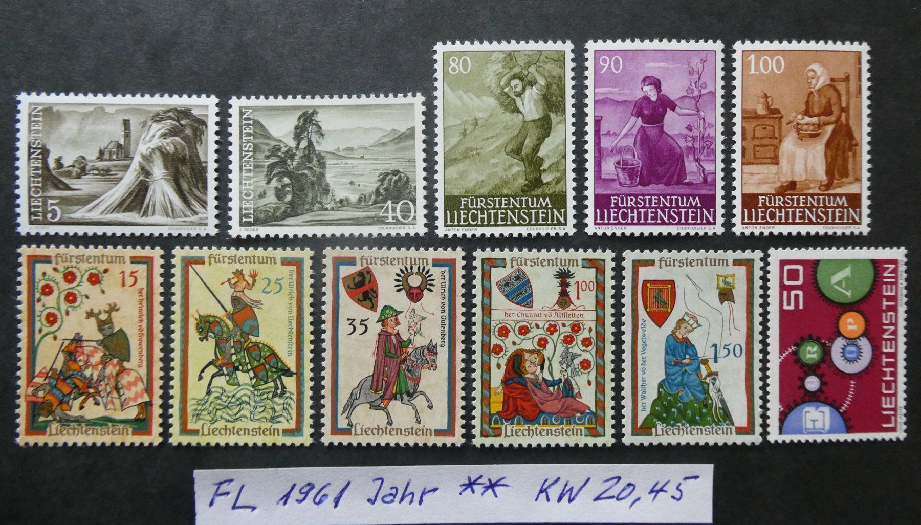 Tutti i francobolli: FL 1961 Jahr postfrisch – Usato da Lausen venduto da Herbamare01