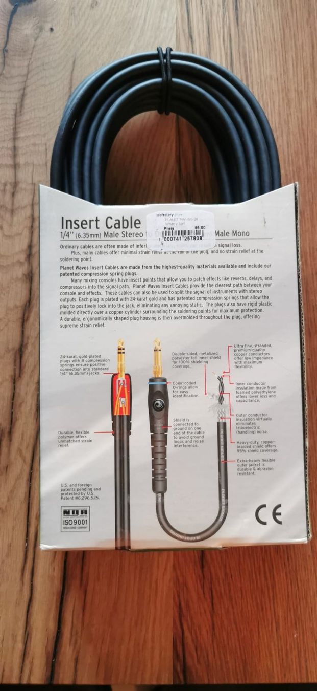 Cavi: Planet Waves Insert Cable 20ft (6.10 m) – Nuovo e nell'imballaggio originale da Basel venduto da N_B47 1