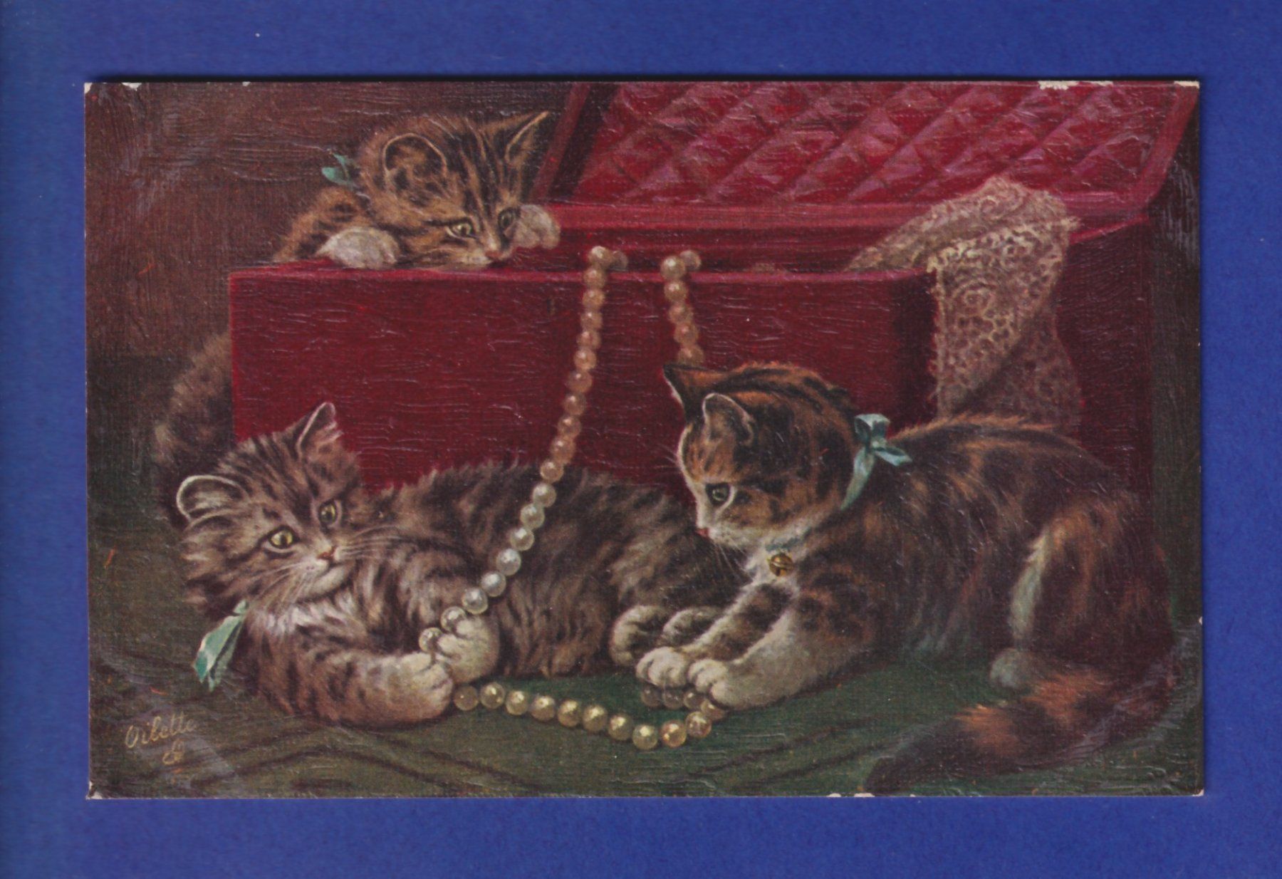 Ansichtskarten: CHAT - Chatons et coffre à bijou – Gebraucht aus Pully von nicecards-shop
