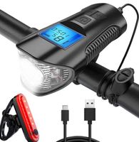 LED Fahrradlicht vorne+hinten kombiniert mit KM-Zähler+Hupe