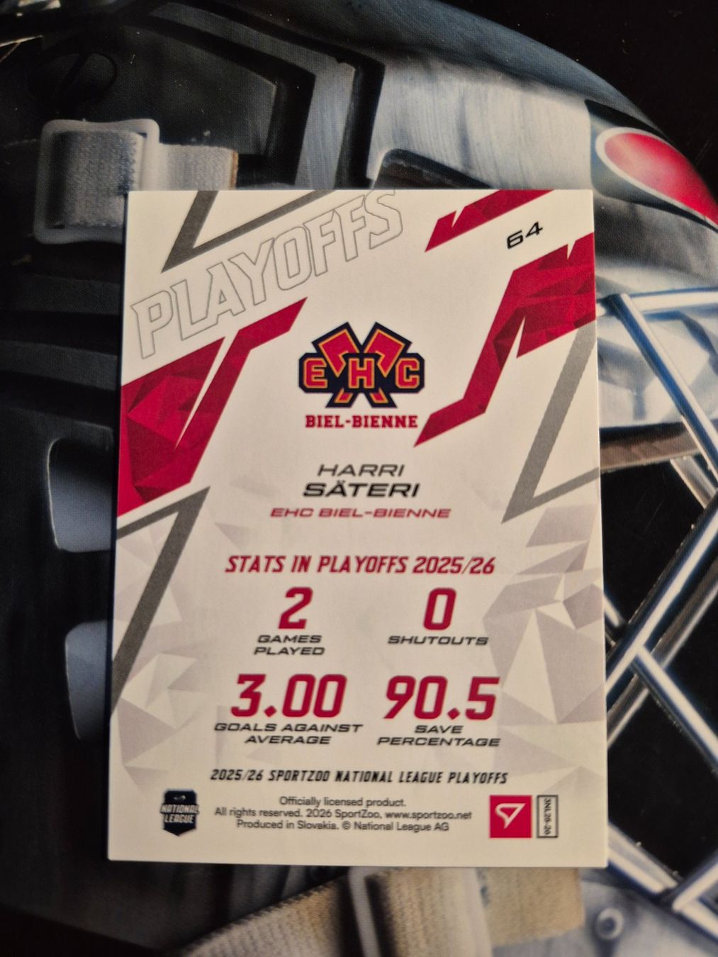 Sportzoo Carte collezionabili: Harri Säteri EHC Biel Playoffs 2025/26 – Usato da Treiten venduto da Sauber73 1