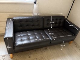 3-Sitzer aus echtem Leder mit Holzfussen