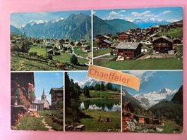 1973 Grächen, Wallis. Gesamtansicht m. Weisshorngruppe und