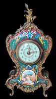 Orologio da Tavolo in Bronzo e Smalto Champlevé – Fine XIX.