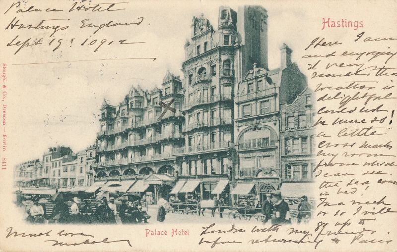 Cartoline postali: Hastings - Palace Hotel + 1902 – Usato da Emmenbrücke venduto da teestube