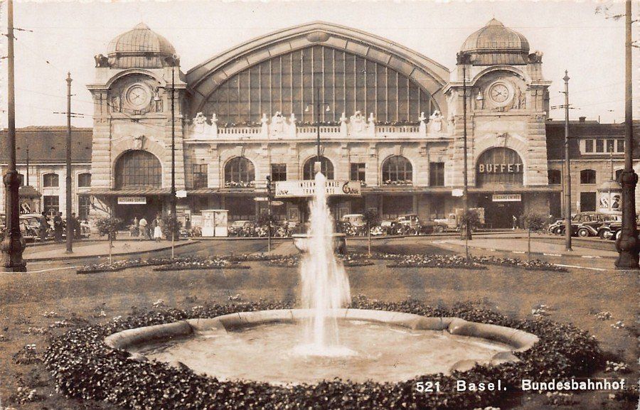 Ansichtskarten: Basel, Bundesbahnhof, um 1935-40 – Gebraucht aus Frauenfeld von POML