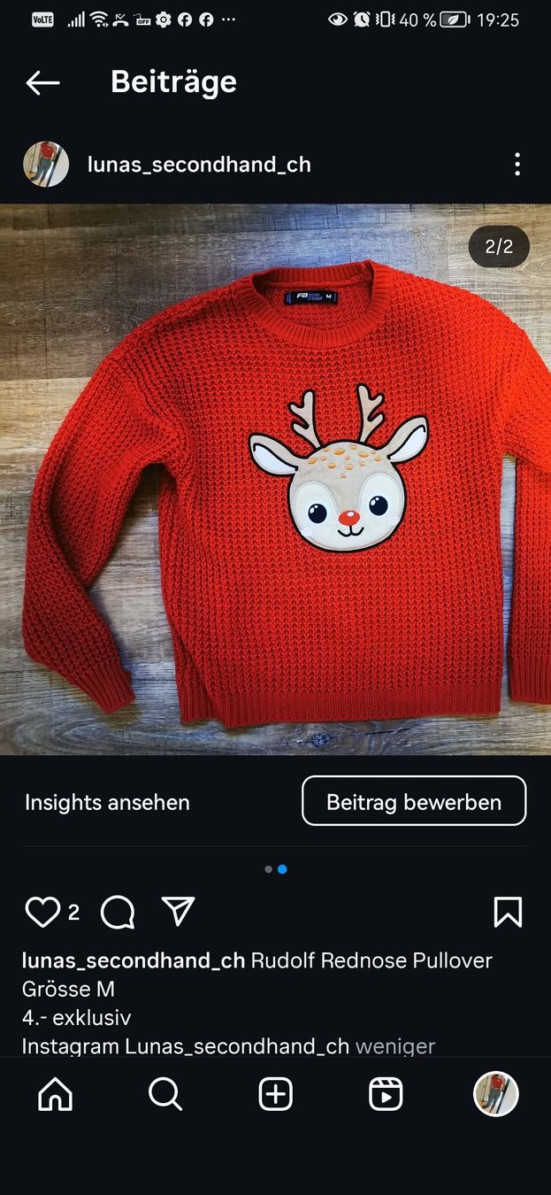 Pullover & Sweatshirts: Weihnachtspullover "Rudolf" Rot, Grösse M - Top Zustand! – Gebraucht aus Balsthal von Leila_Luna