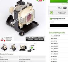 Ampoule pour beamer (projecteur HP ou Benq)