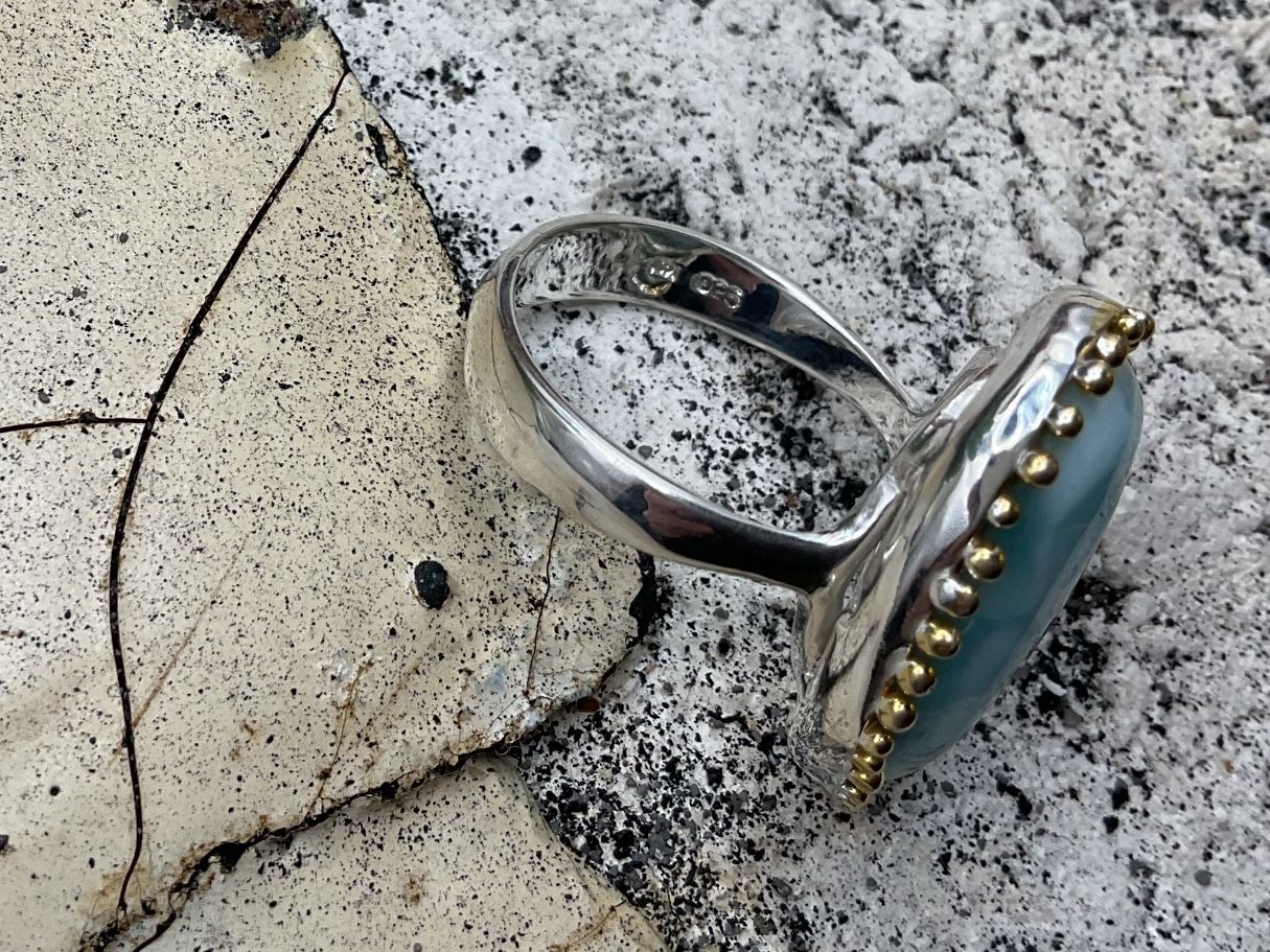 Anelli: Larimarring in Sterlingsilber, Gr. 56 – Nuovo (secondo la descrizione) da Luzern venduto da S.Kern01 4