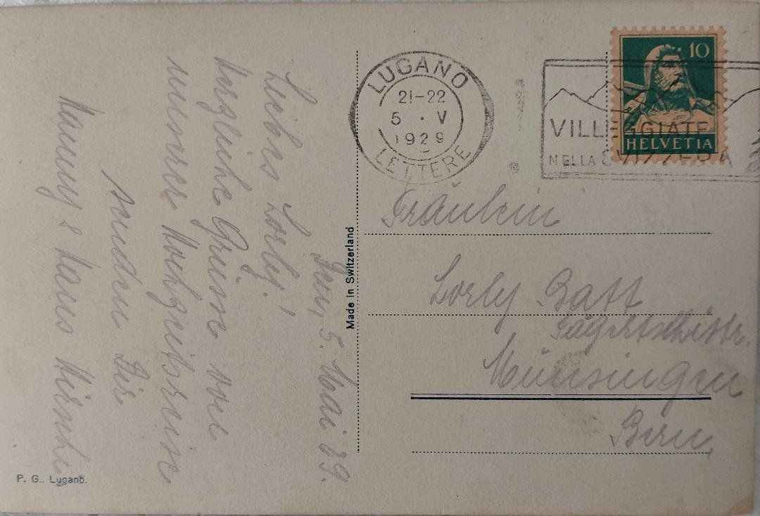 Cartoline postali: LUGANO Lago - Motivo - 1929 – Usato da Delémont venduto da Domdom1 1