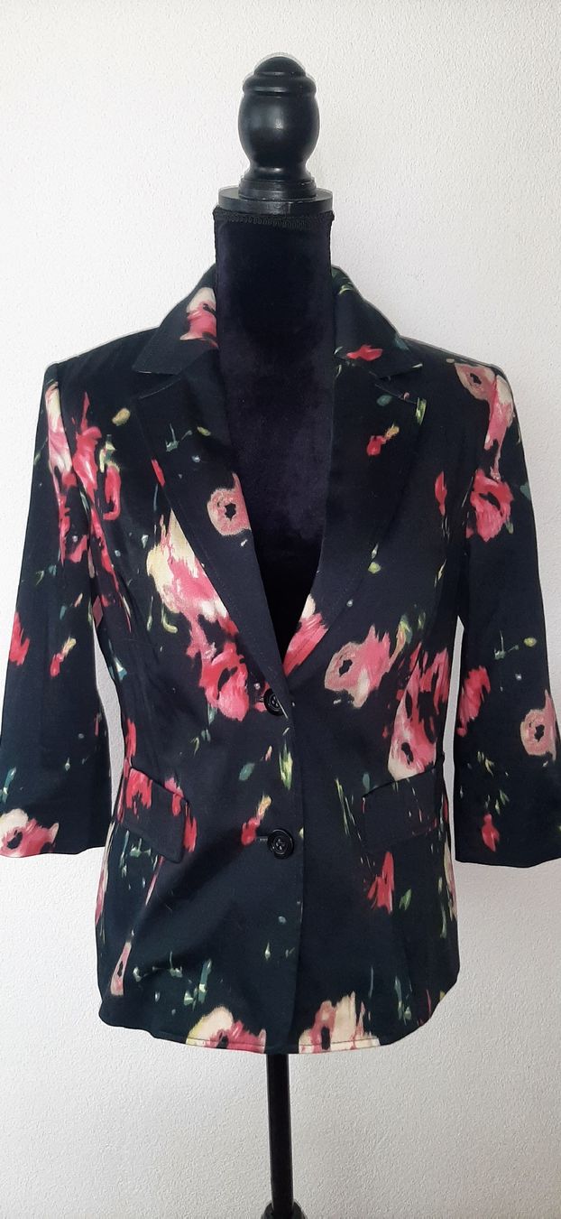 Peter Hahn Giacche: Peter Hahn Blazer Blumenmuster schwarz bunt Grösse 40 – Usato da Uster venduto da kgw78