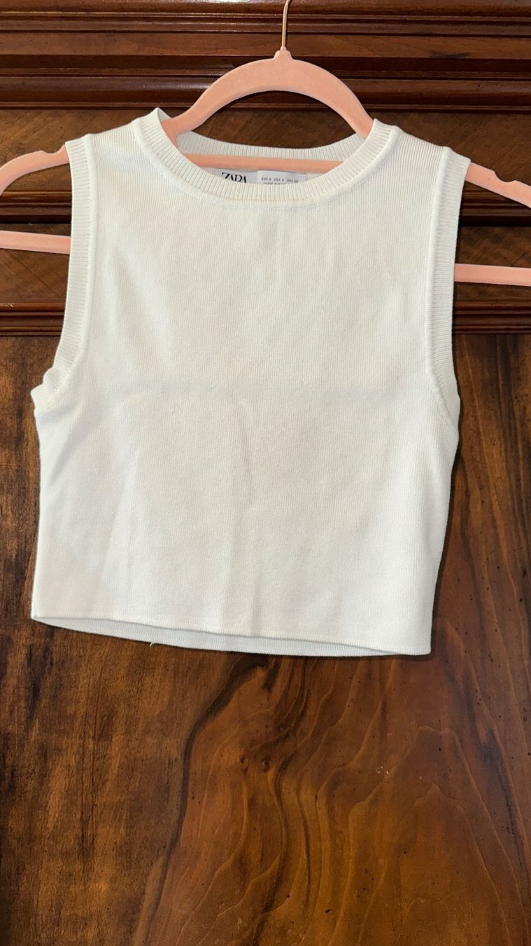 Zara Top: ZARA Crop Top Weste Weiss Gr. S – Usato da St. Gallen venduto da jul_5skb 2