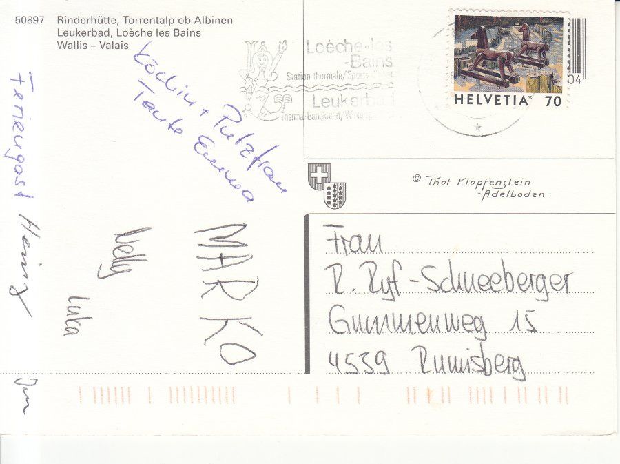 Cartoline postali: Rinderhütte 1998 – Usato da Bürglen TG venduto da StampGraf 1