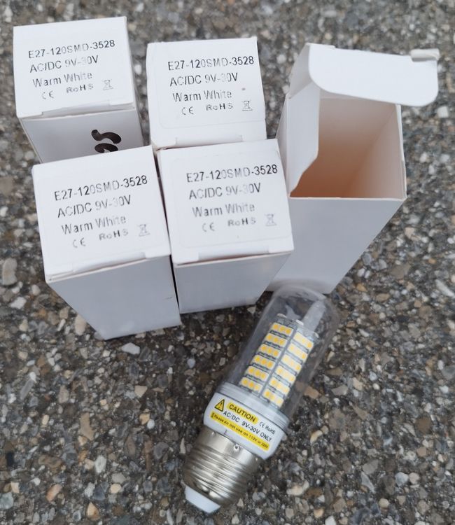 5x LEDs 9V-30V E27 ca. 5W z.B. für 12V / 24V Solaranlage (Neu und ...