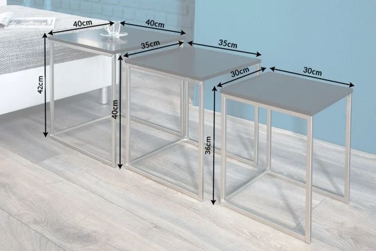 Tavoli: Design Beistelltisch 3er Set Edelstahl – Nuovo e nell'imballaggio originale da Winterthur venduto da aredo 7