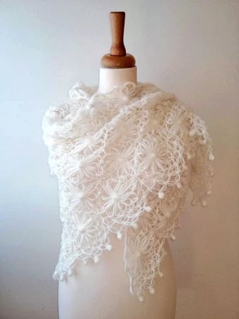 Neu! Cape-Schal Dreieckstuch Elfenbein
