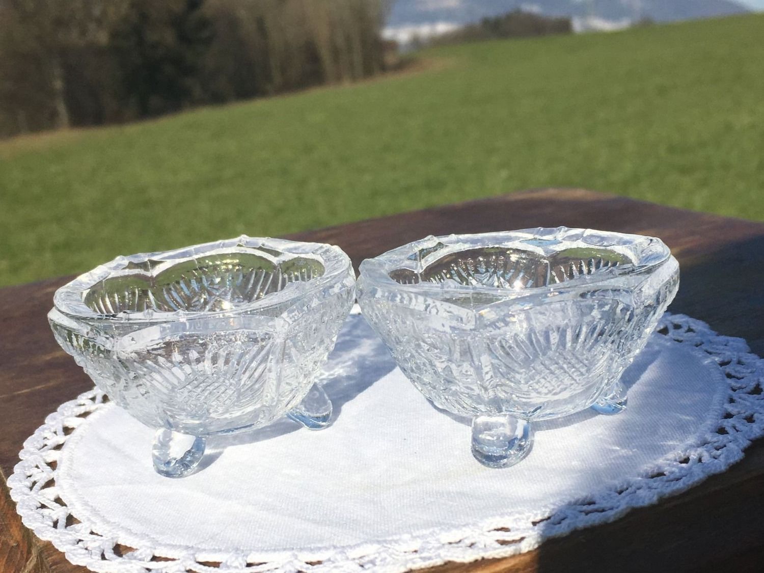 Bicchieri: 2 PRESSGLASSCHÄLCHEN MENAGE SALZ UND PFEFFER – Usato da Subingen venduto da ArtBead 2