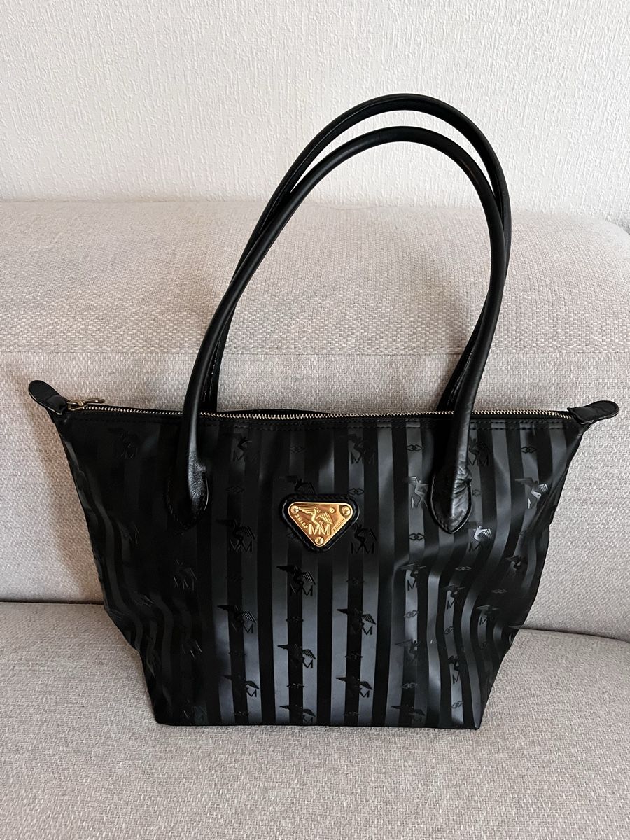 Maison Mollerus Taschen für Damen: Maison Mollerus Handbag Black Logo Pattern  – Gebraucht aus Lausanne von Danash