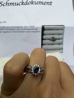 Platinring Weißgold mit Saphiren und Diamanten 