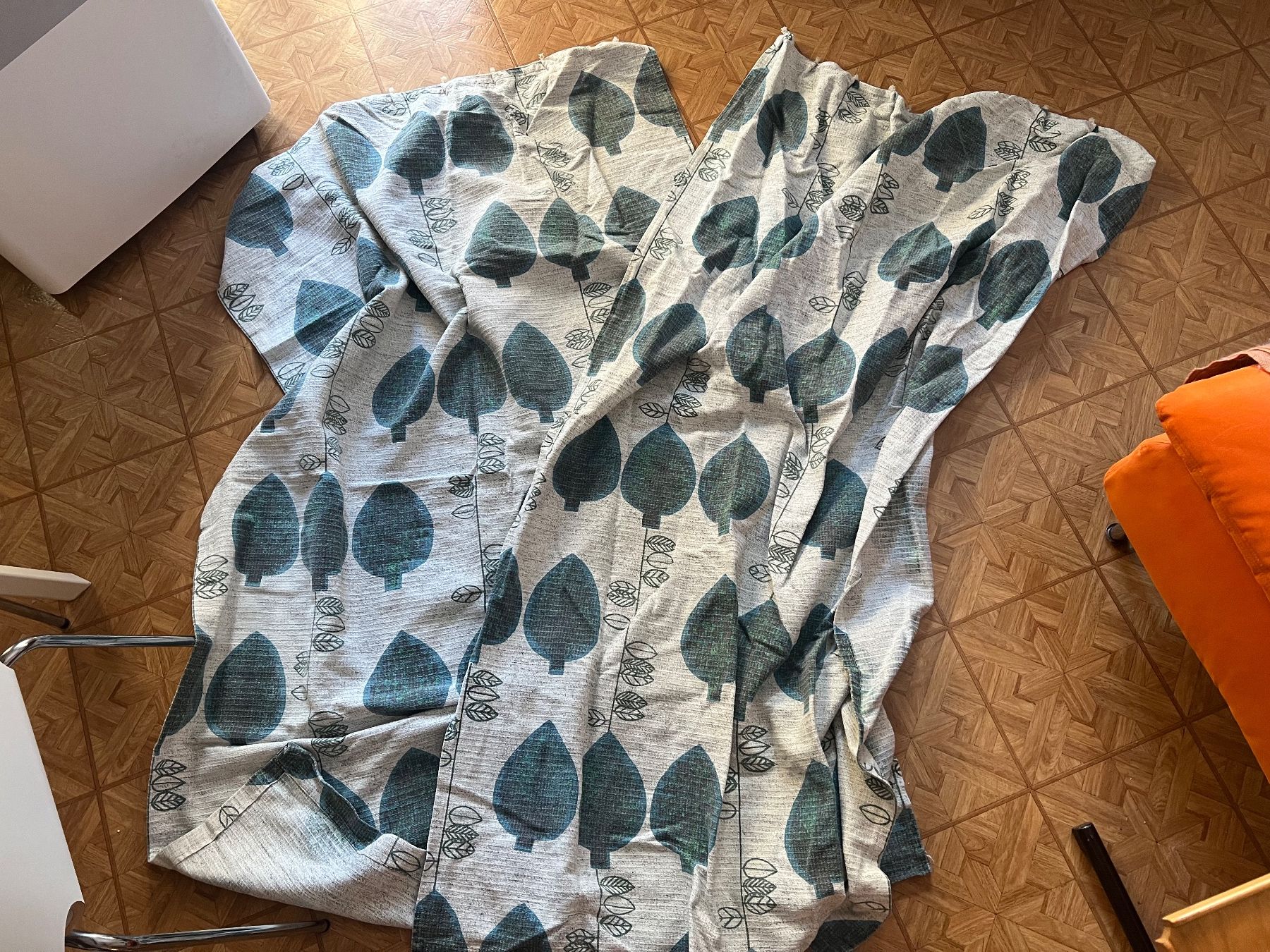 Tende: Vintage Vorhang blaue Blätter – Usato da Chiasso venduto da ludi_a6 2