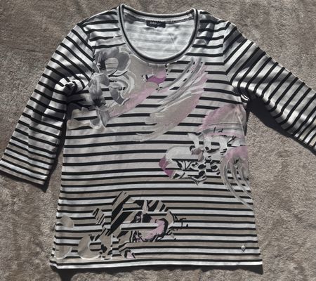 Olsen Shirt Gr. 42, gestreift, Blumenmuster - Top Zustand!