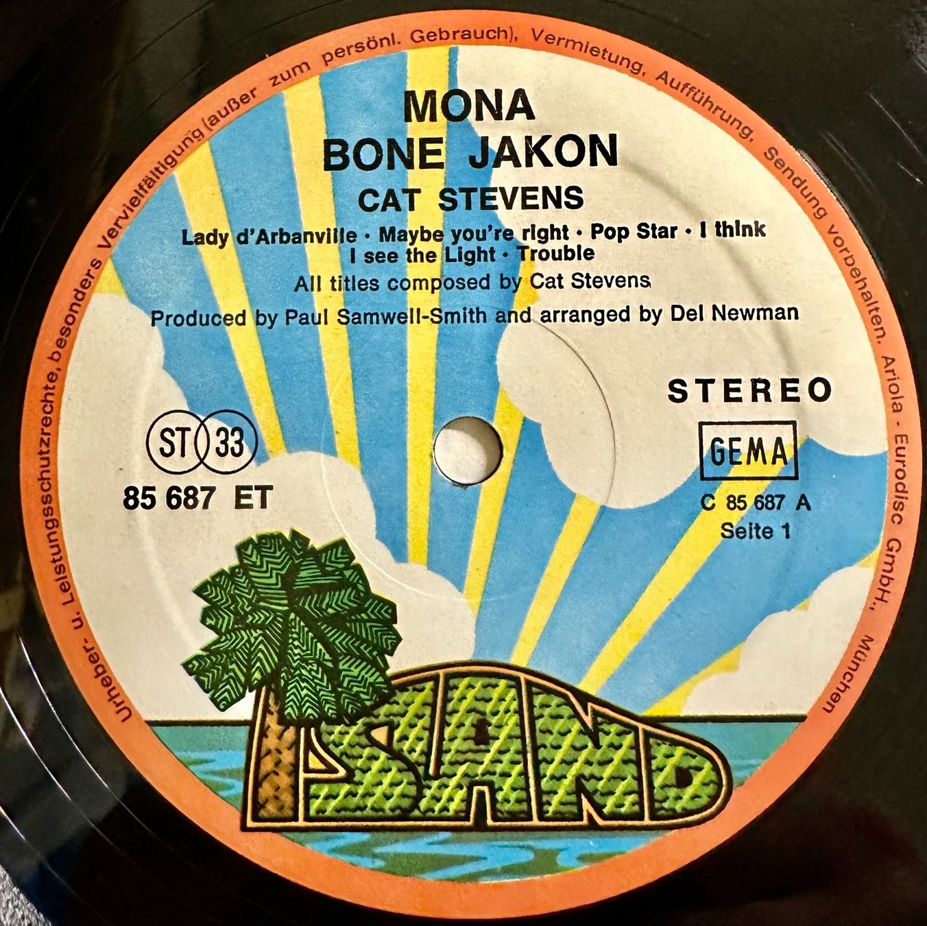 Dischi in vinile: Cat Stevens - Mona Bone Jakon // LP: VG+; Sleeve: VG – Usato da Zürich venduto da saltbee 2
