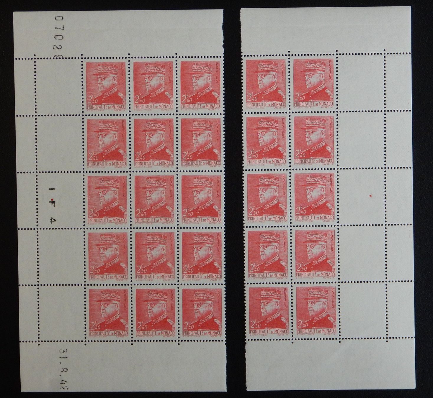 Tous les timbres: Monaco Kat. 264 ** 1941 25 Block – D'occasion à Zürich par Muehlekauf