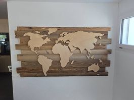 Holzweltkarte inkl. LED