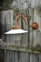 AnNo8 Alte Lampe/Hof Lampe/Aussen Lampe Emaille Schirm