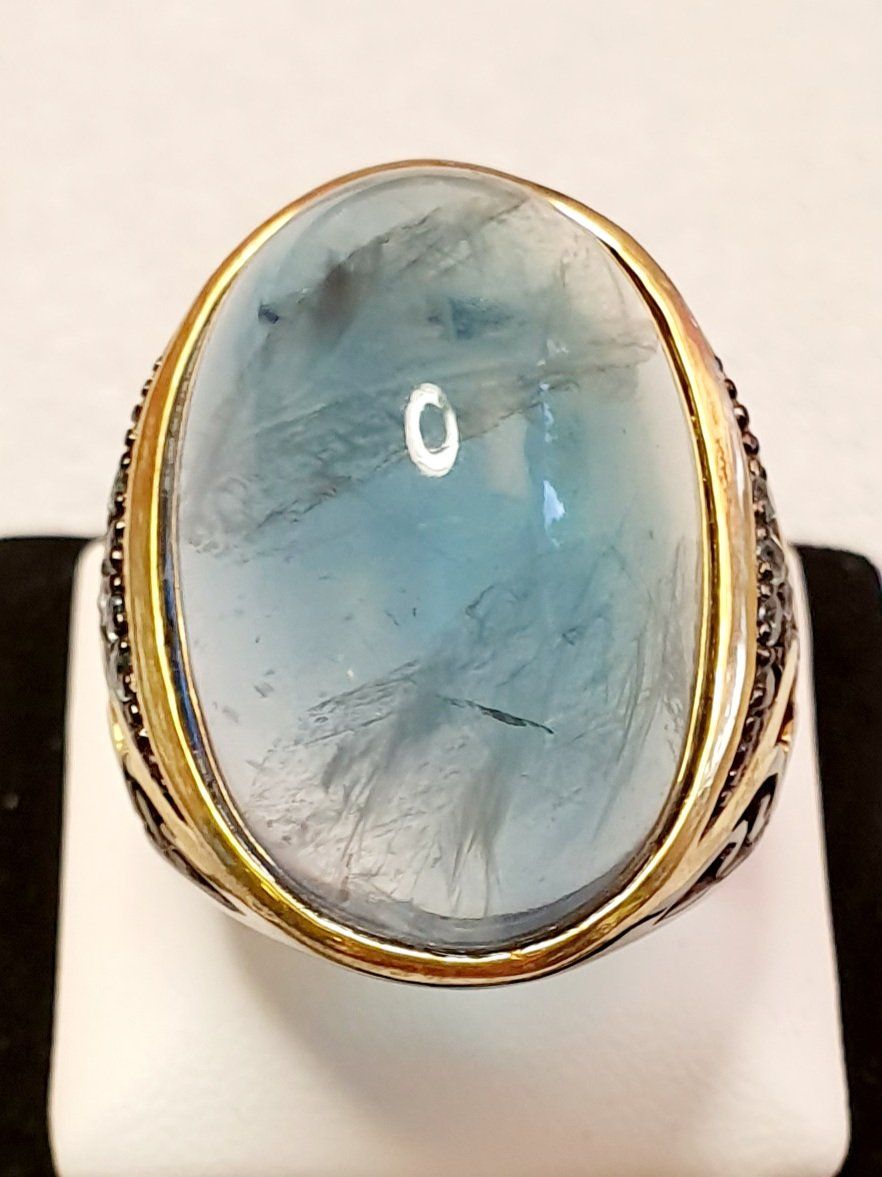 Anelli: Aquamarin Ring Grösse 56 Silber vergoldet – Nuovo (secondo la descrizione) da Zürich venduto da Bieter04 3