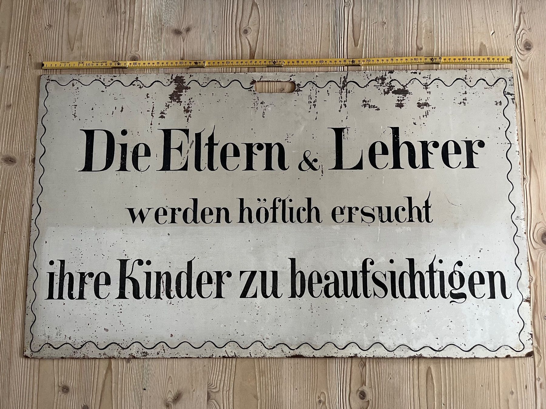 Schilder: Altes Metallschild mit doppelseitigem originellem Text – Gebraucht aus Steffisburg von Reitschel5 2