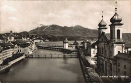 Alte Ansichtskarte Luzern mit Rigi, seltene Edition! 1952