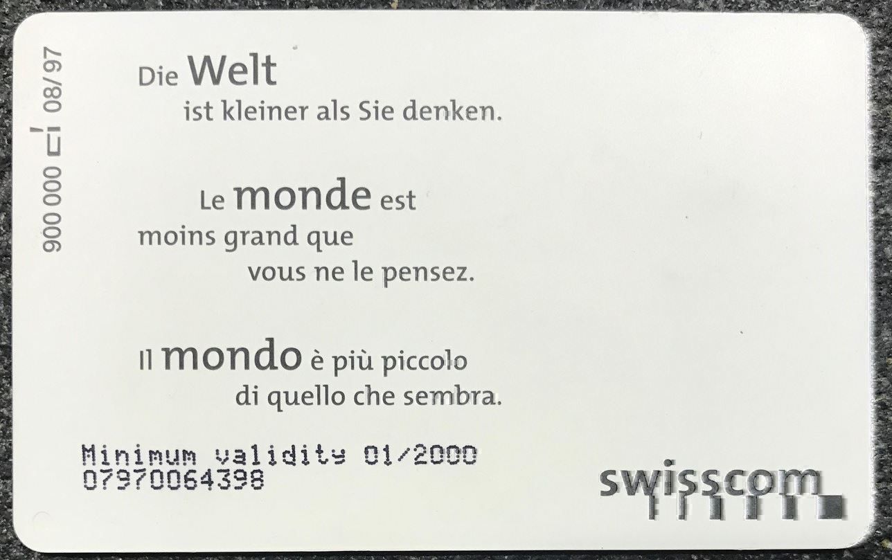 Swisscom Schede telefoniche: Swisscom Die Welt ist kleiner als sie... – Nuovo e nell'imballaggio originale da Rotkreuz venduto da Parcore 1