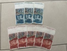 Banknoten Schweiz 10 & 20 er Noten aus  80 & 90 er Jahr