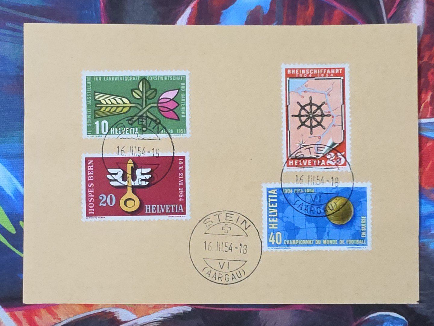 Alle Briefmarken: CL33 Document + Timbre Suisse 1954 – Gebraucht aus Cousset von Patrick_Collections