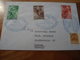Brief Ungarn 1940, schöne Flugpostfrankatur, Sonder-o, -CH