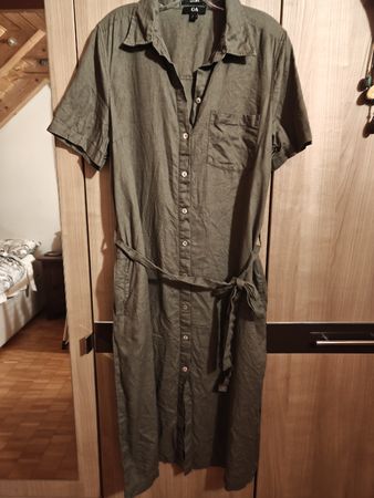 Hemdkleid C&A aus Leinen olivgrün Grösse 42