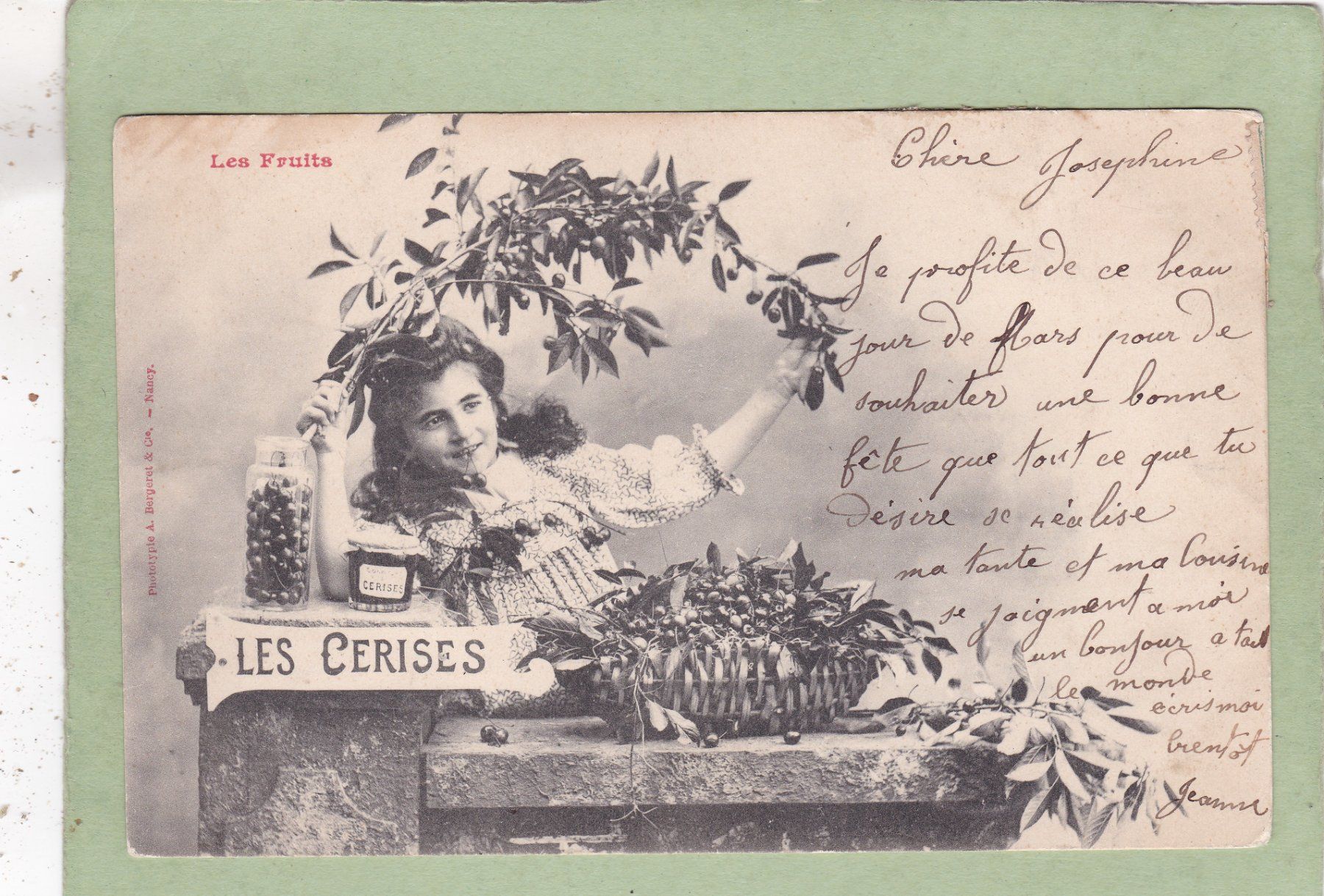 Cartoline postali: Frankreich Kitsch Les Cerises 1903 – Usato da Herisau venduto da Lisegrat2008