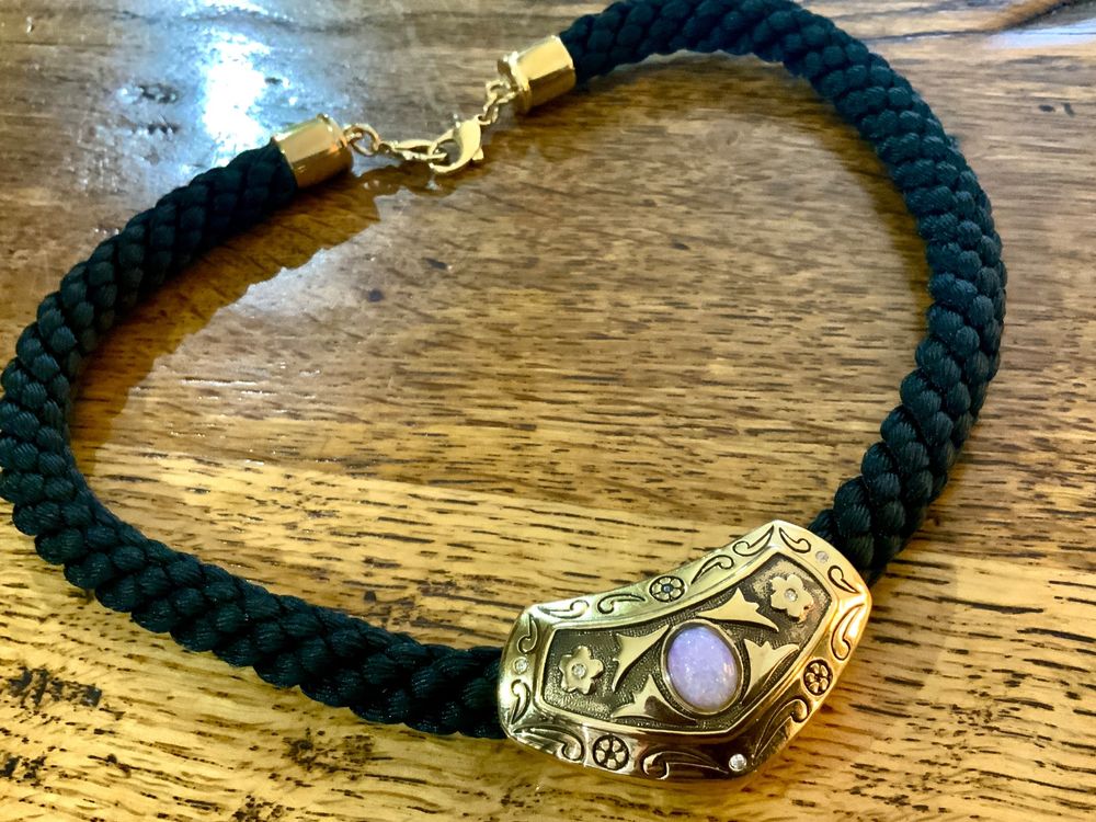 VINTAGE MEGA COLLIER GOLD DOUBLÉ, OPAL DUBLETTE, STOFF (Gebraucht) in ...
