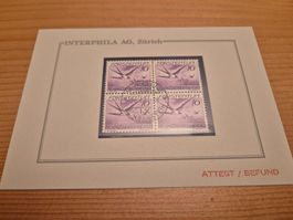FL-4-er Block 10 Rp. 1939 violett, Zustand gem.Bilder/Attest