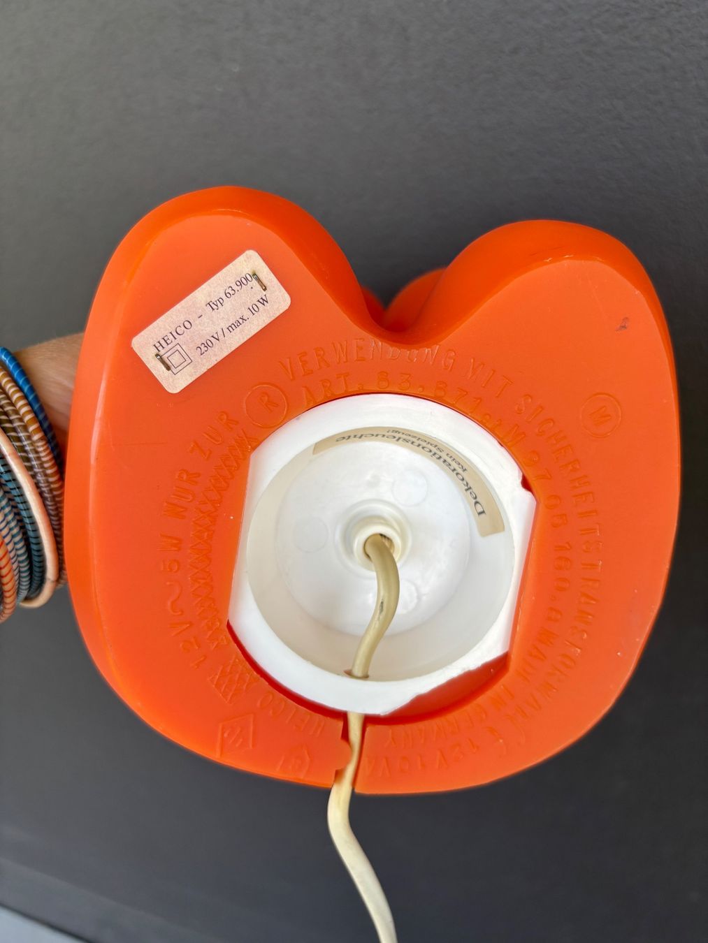 Heico Lampade: Vintage 1980s Orange Heico gummy bear lamp – Usato da Steinhausen venduto da ChromeVintage 5