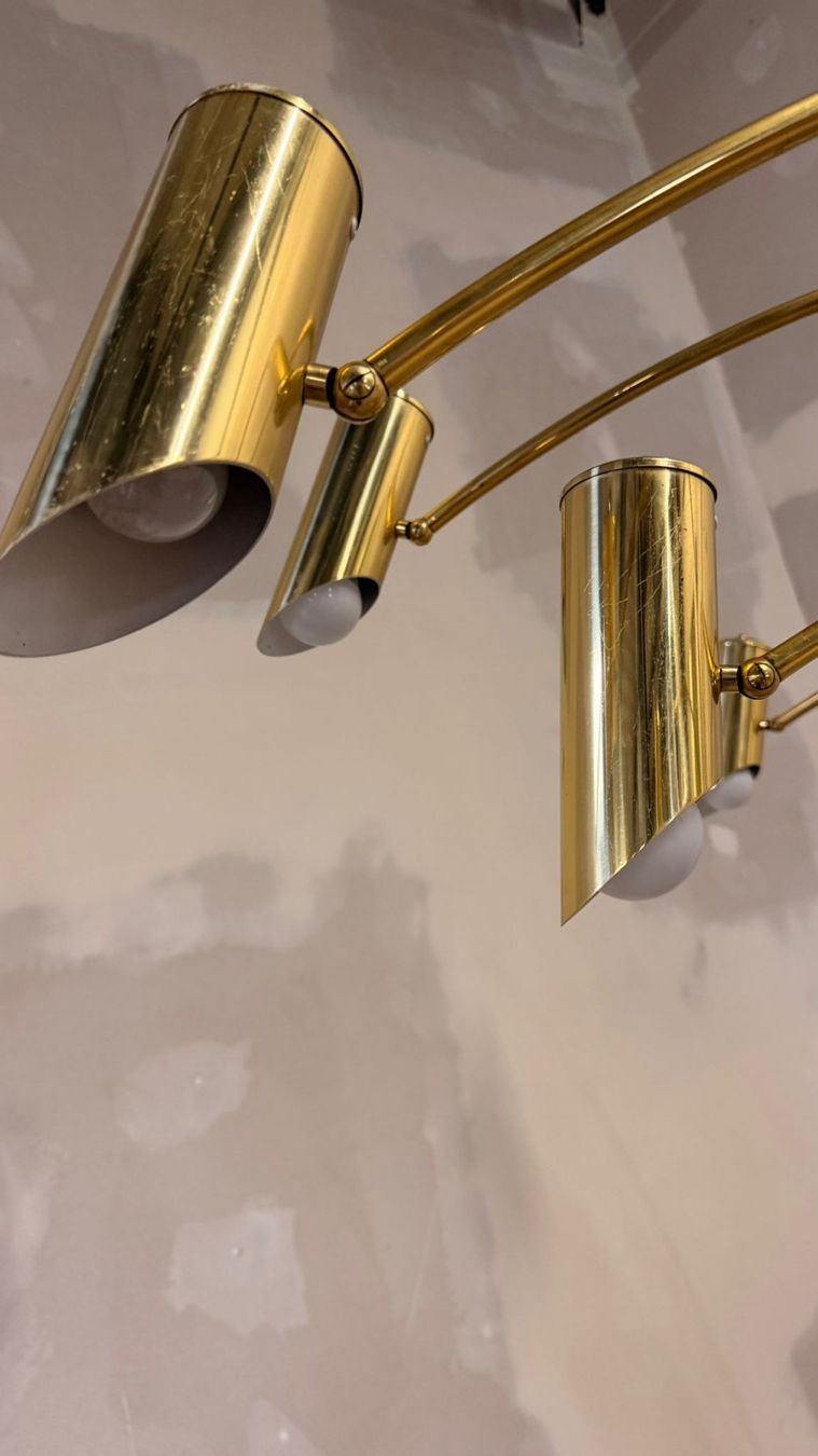 Lampade: Italienische Bogenlampe mit 5 Armen Travertin Messing – Usato da Rickenbach ZH venduto da Der-Insider 6