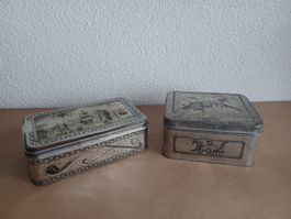 2 antike Blechdosen in der Silbernen Farbe. Maggi Kempttal u